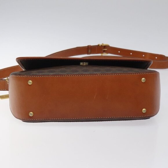 CELINE Macadam Canvas Shoulder Bag PVC Leather Brown Gold Auth sw497 - Picture 6 of 16